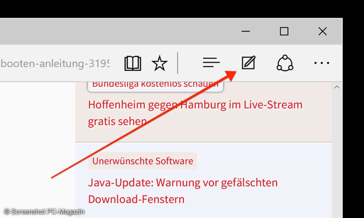 Microsoft Edge Webseitennotizen