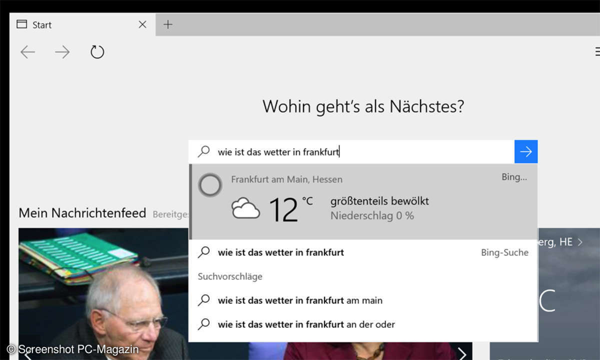 Cortana in Microsoft Edge nutzen