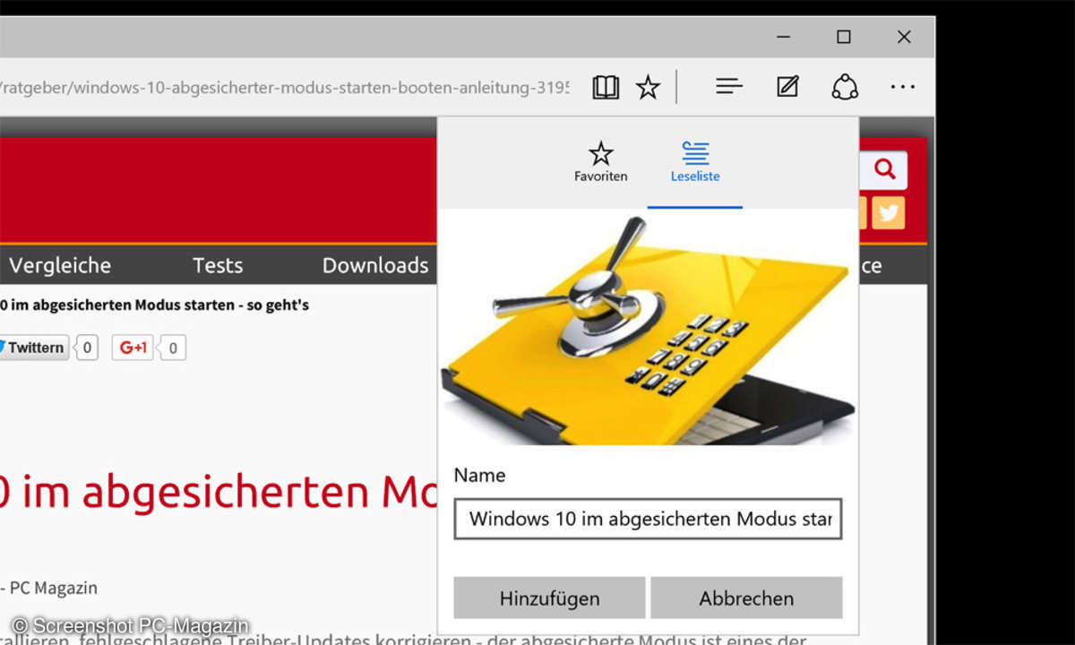 Microsoft Edge: Leseliste