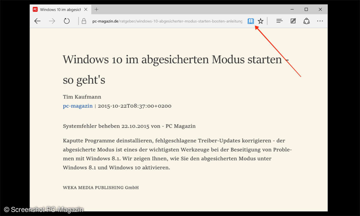 Microsoft Edge Leseansicht