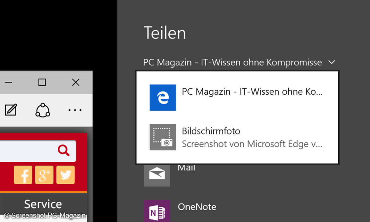 Microsoft Edge: Seite teilen