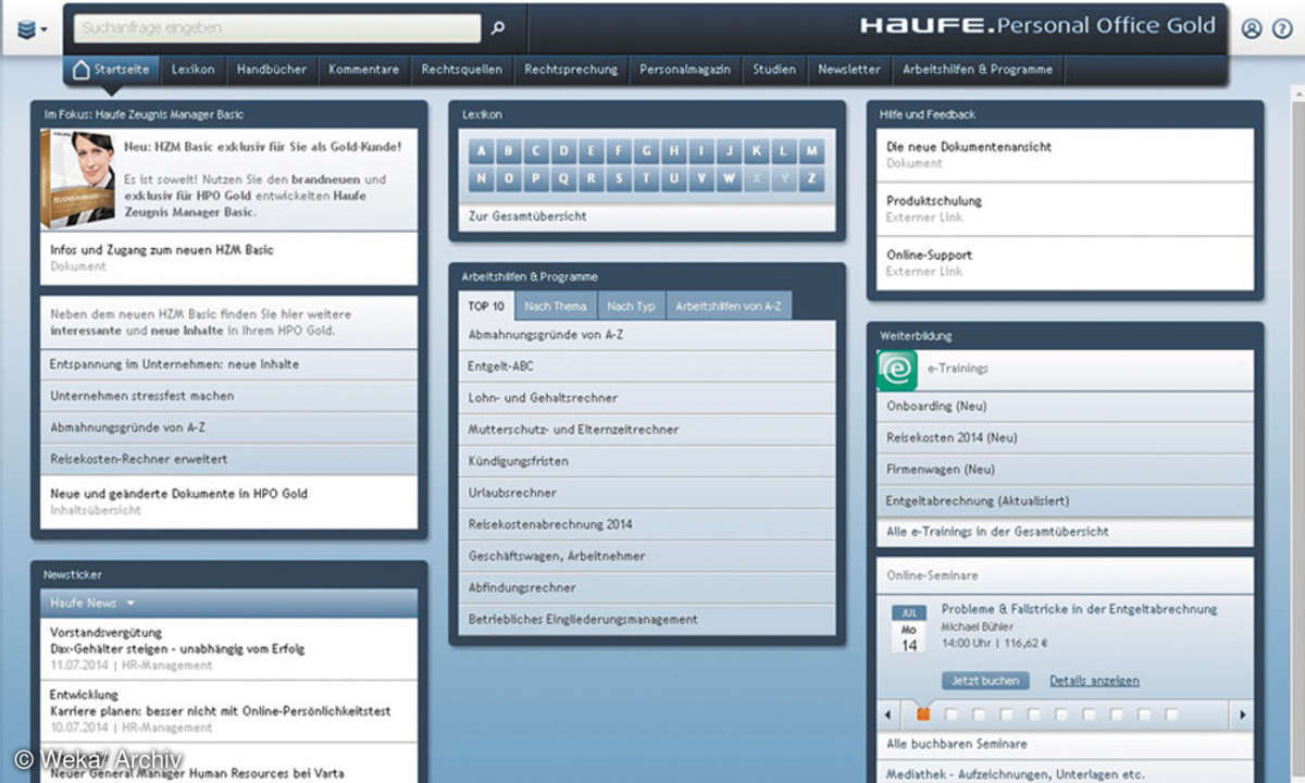 Screenshot: Haufe Personal Office Gold