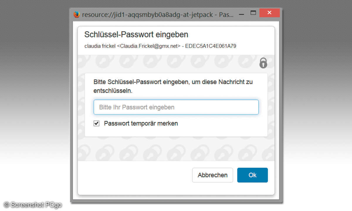 Verschlüsselte GMX Mails empfangen
