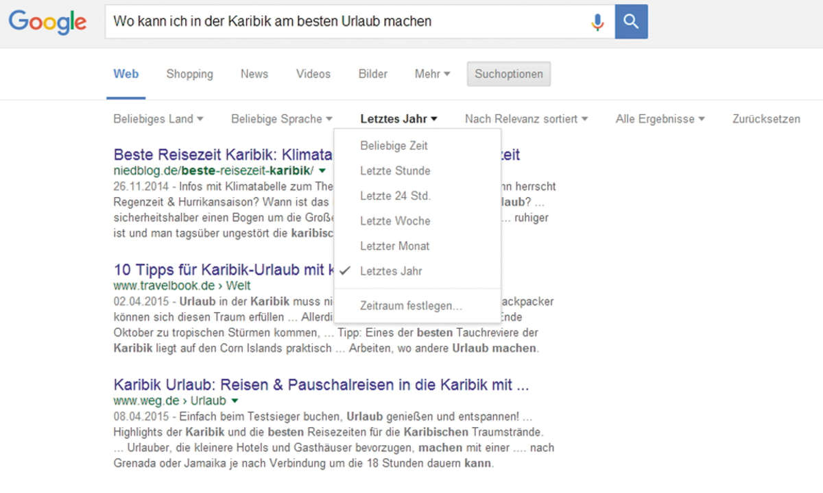 Google Suchoptionen