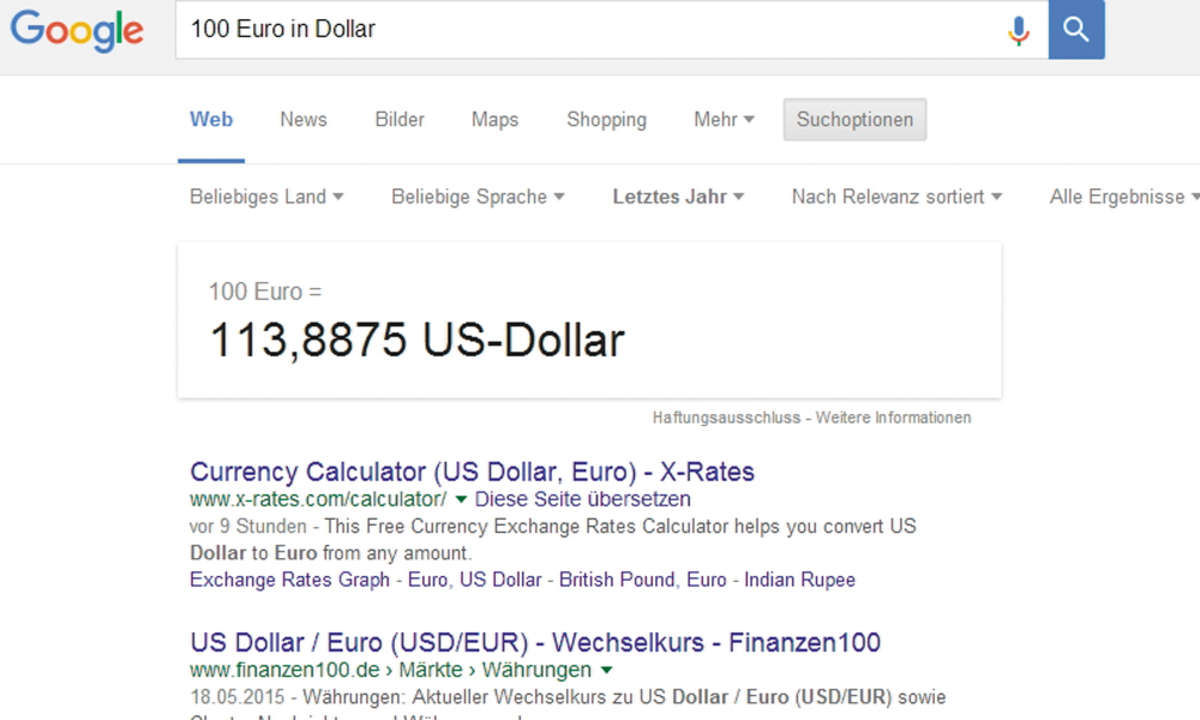 Google Rechnet selbst