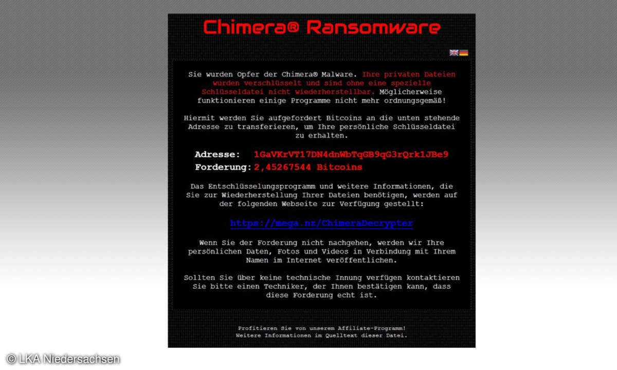 Chimera-Ransomware: Beispielbild