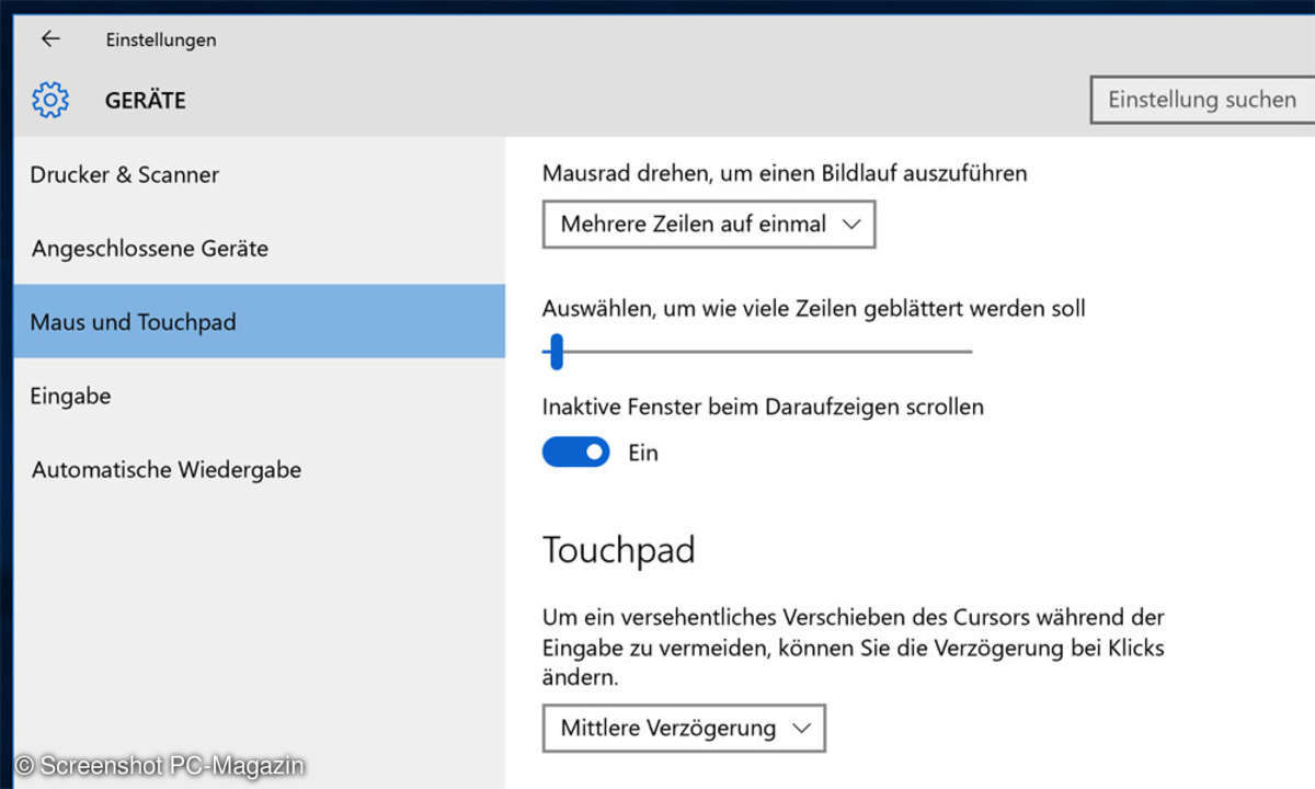 Windows 10 - Windows Einstellungen und Touchpads