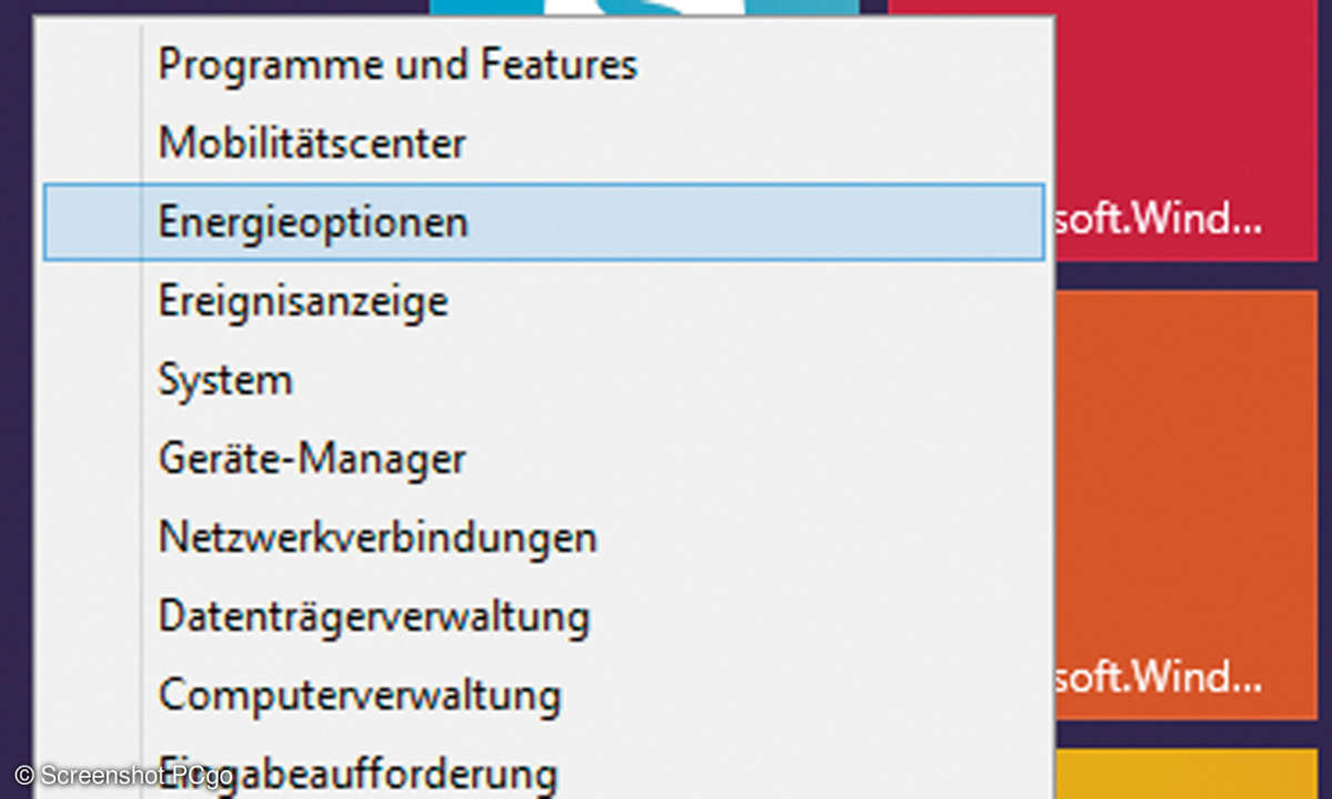 Windows Energieoptionen