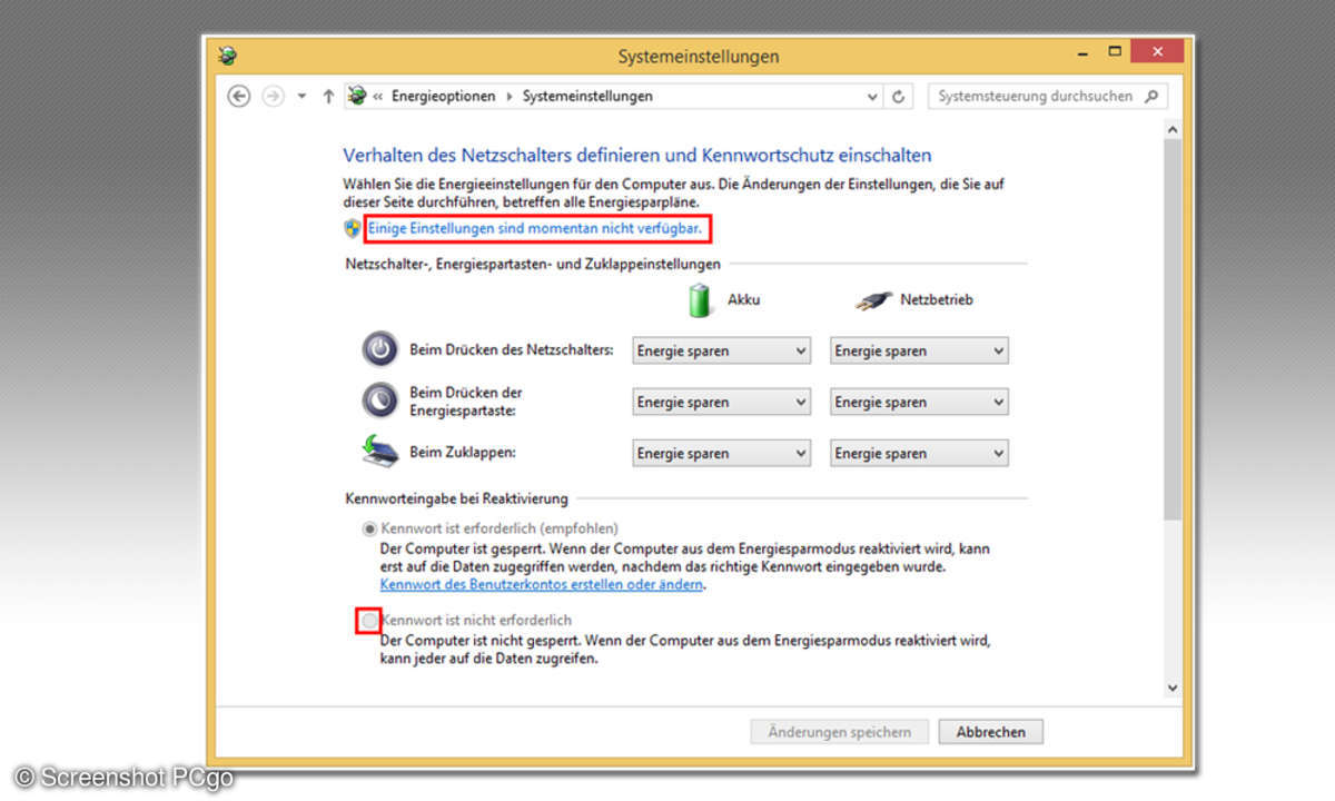 Windows Engergiesparmodus