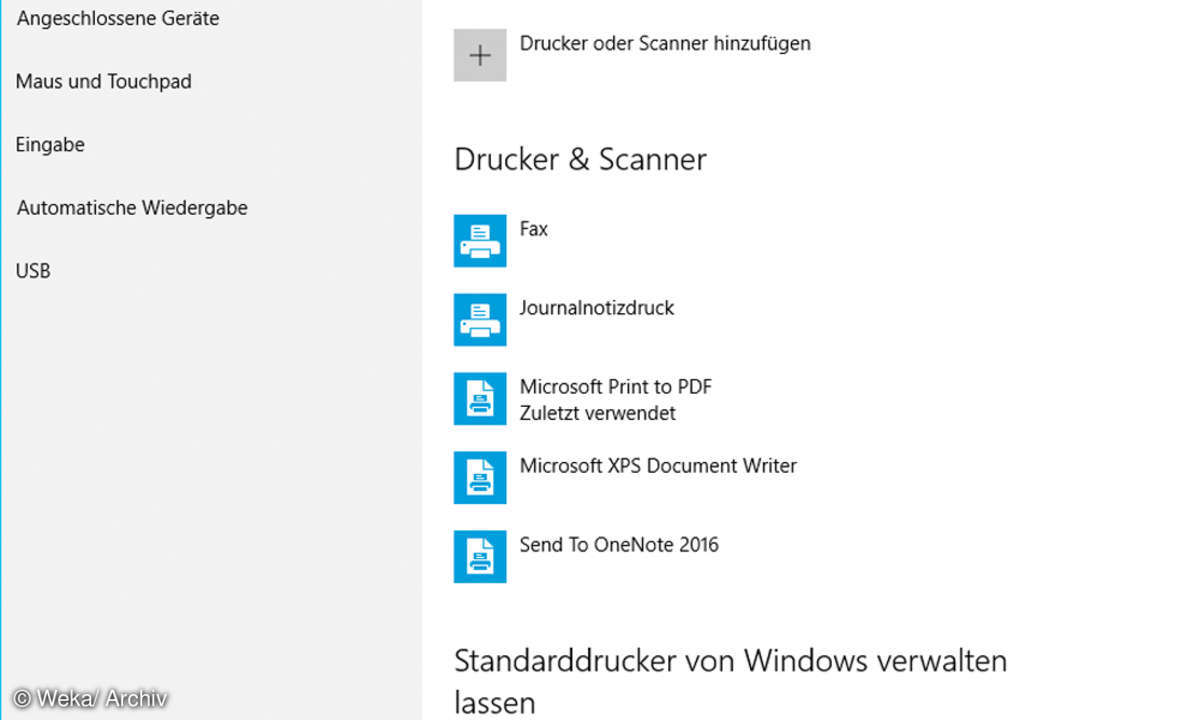 Screenshot: Standarddrucker