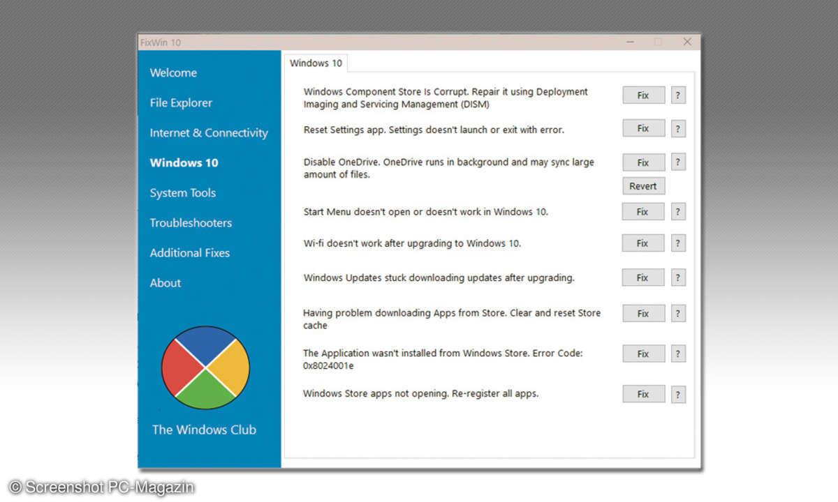 Windows 10 FixWin Problembehebung