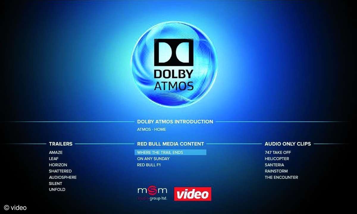 Dolby Atmos: Das Menü der Test-Disc von video
