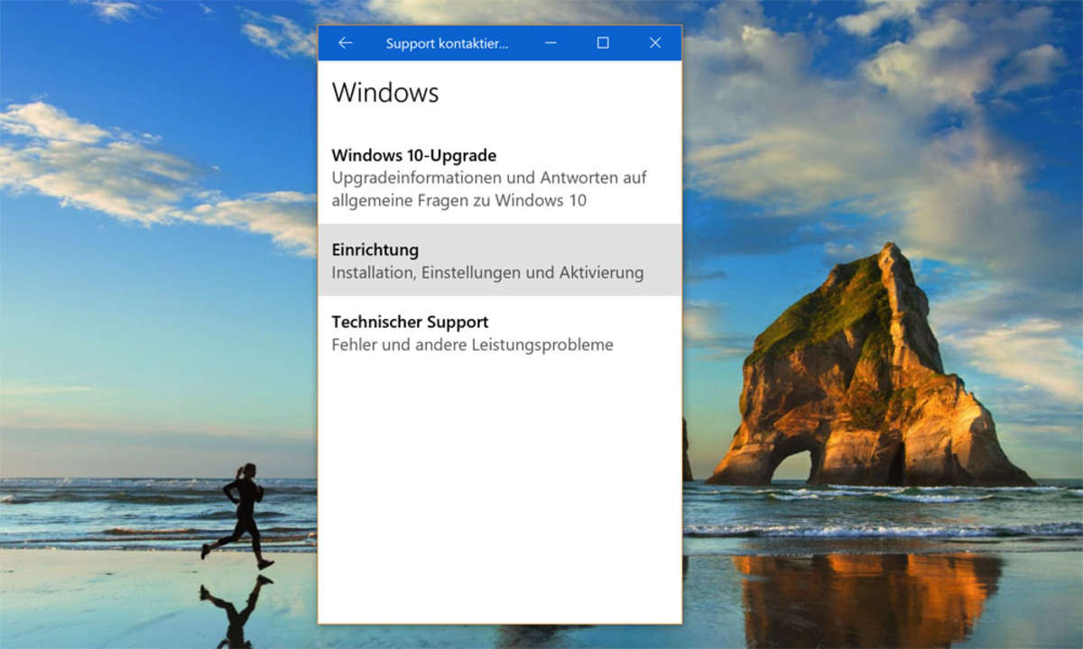 Windows 10 Support Einrichtung