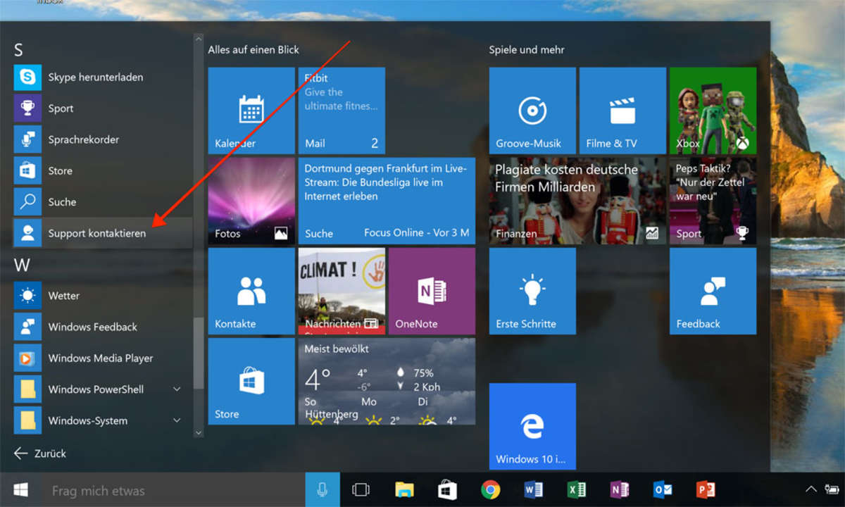 Windows 10 Support kontaktieren