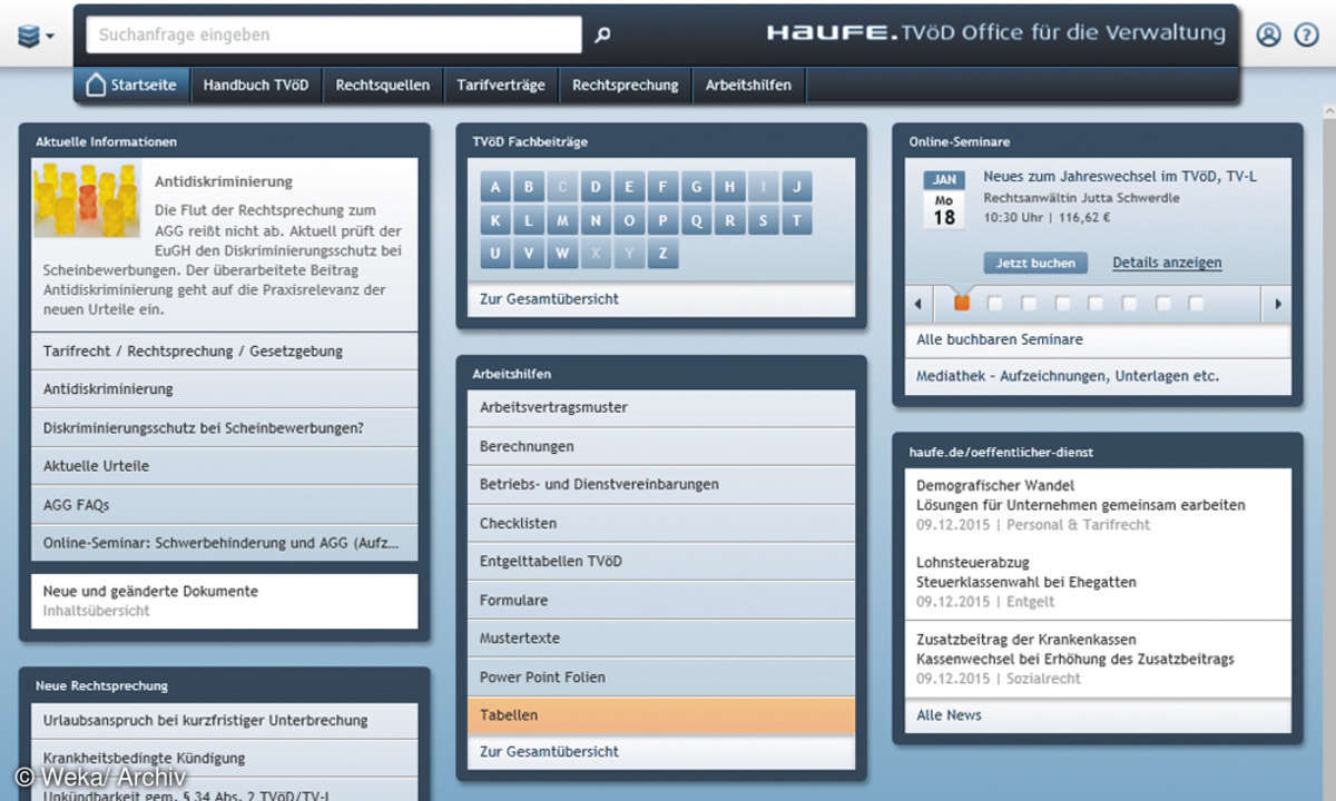 Screenshot TVöD Office Standard