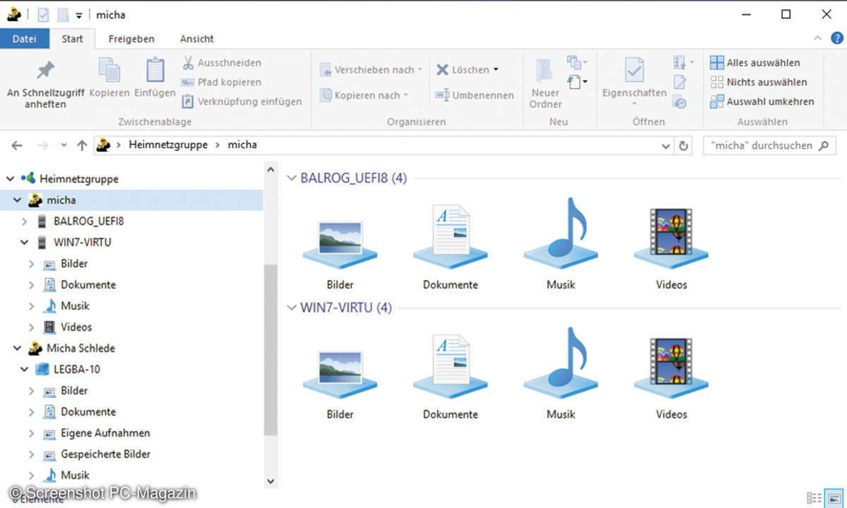 Windows 7, 8.1 und 10 Heimnetzgruppe