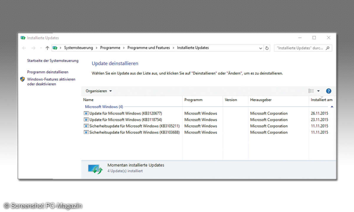Windows Updates Deinstallieren