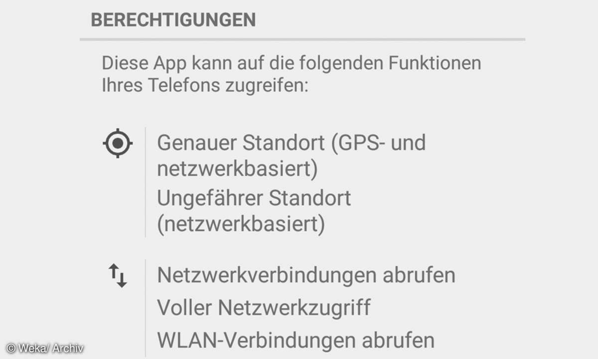 Screenshot: App Berechtigungen