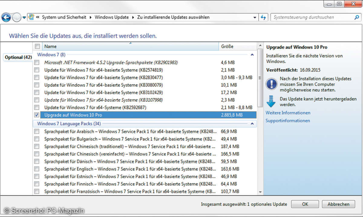 Upgrade auf Windows 10