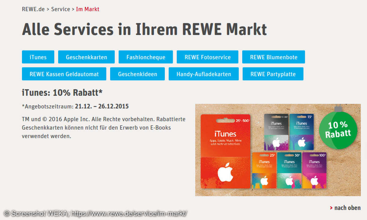 REWE iTunes Karten