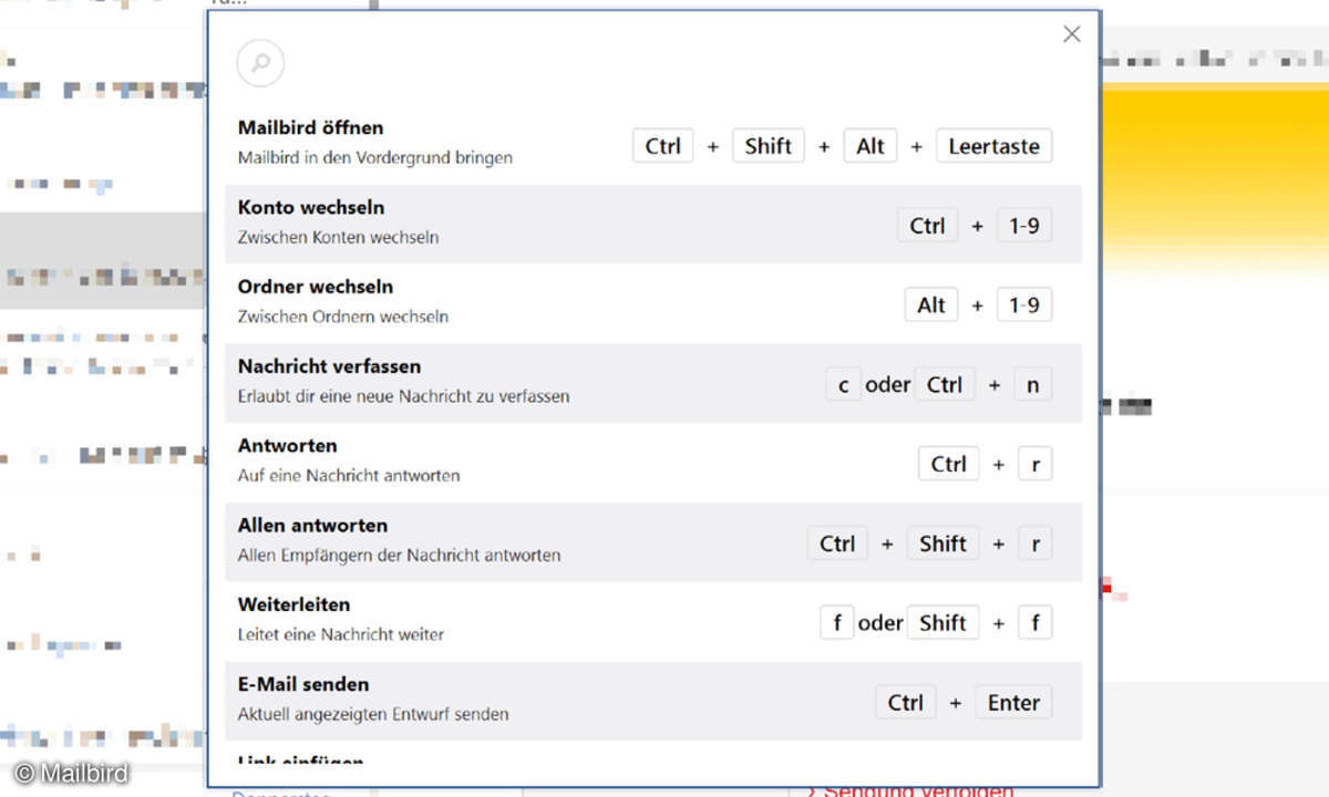 Mailbird Tastenkürzeln