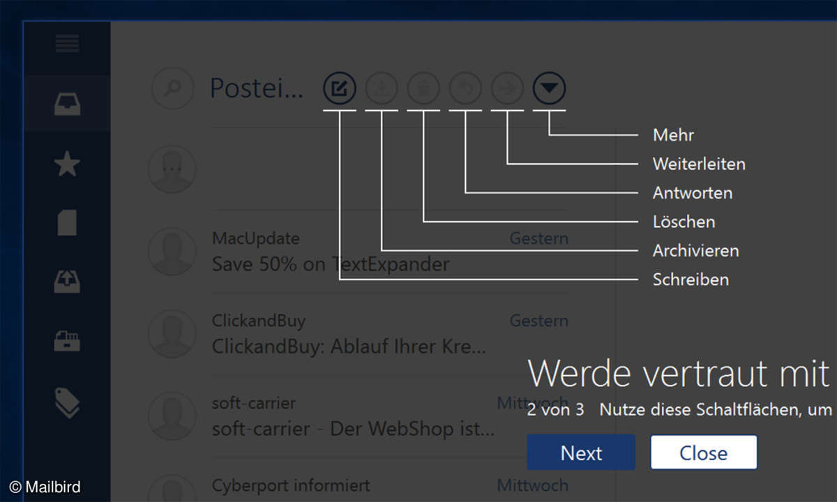 Mailbird Grundfunktionen