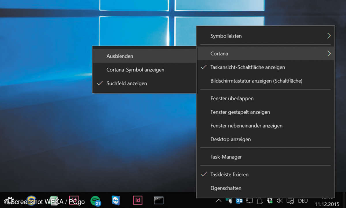 Windows 10 - Taskleiste aufräumen