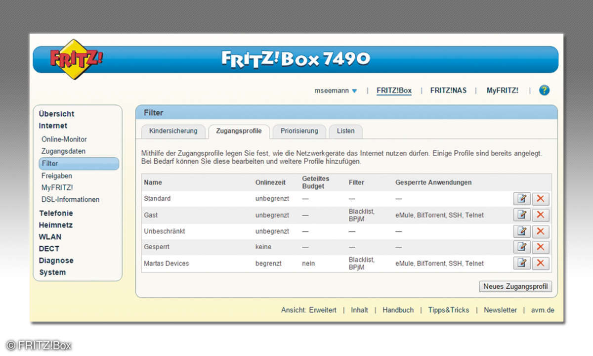 FRITZ!Box AVM - Kindersicherung