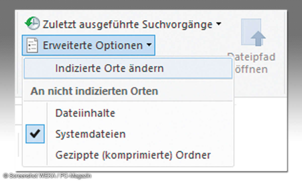 Windows 8.1 / 10 Indizierungssuche