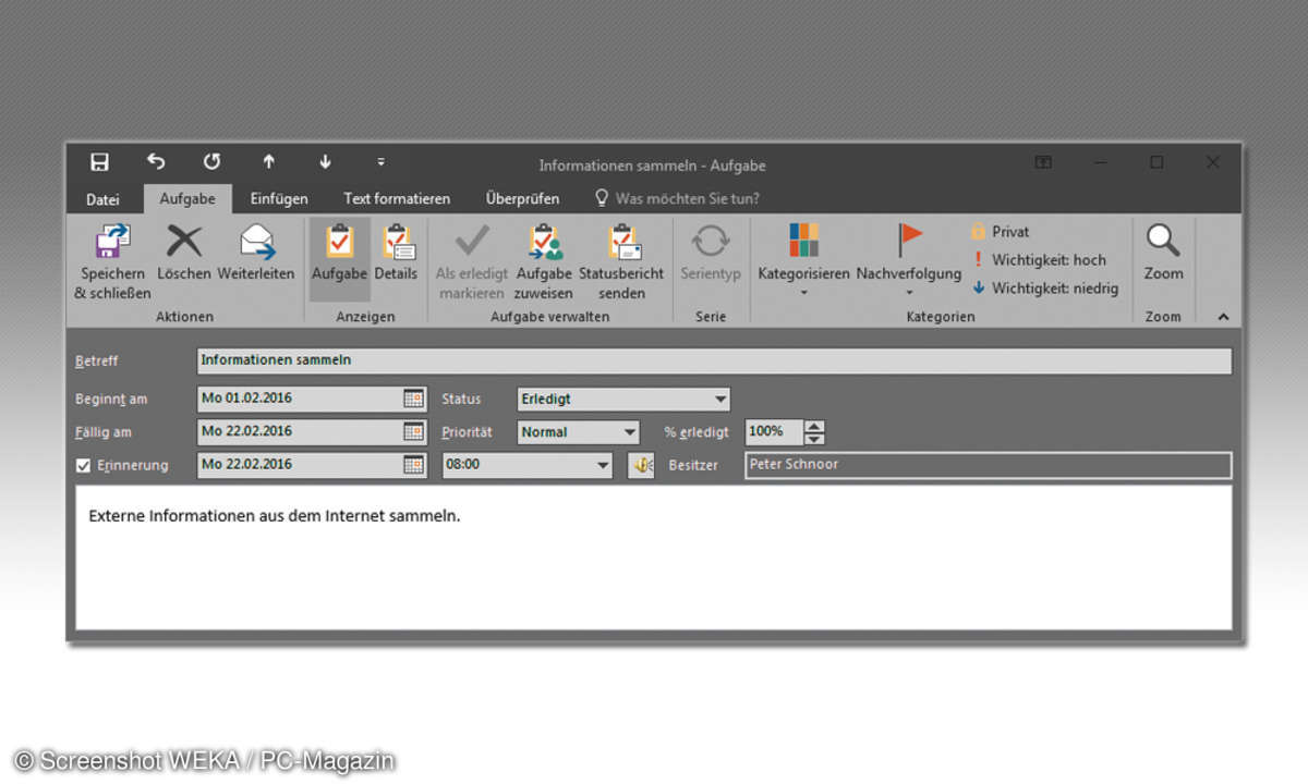 Outlook - Aufgaben erstellen