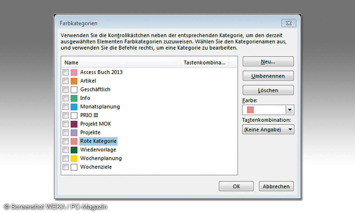 Outlook Kategorien