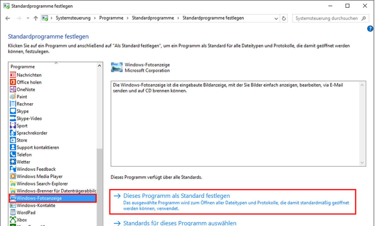 Screenshot: Windows Fotoanzeige