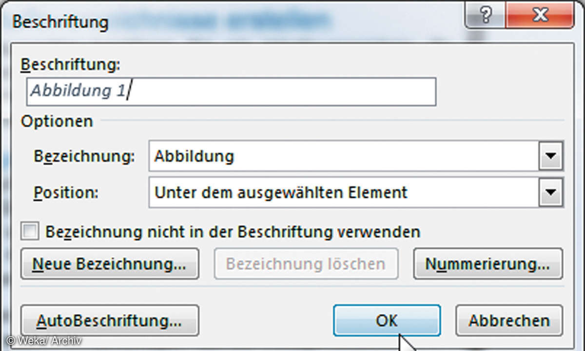 Screenshot: Beschriftung