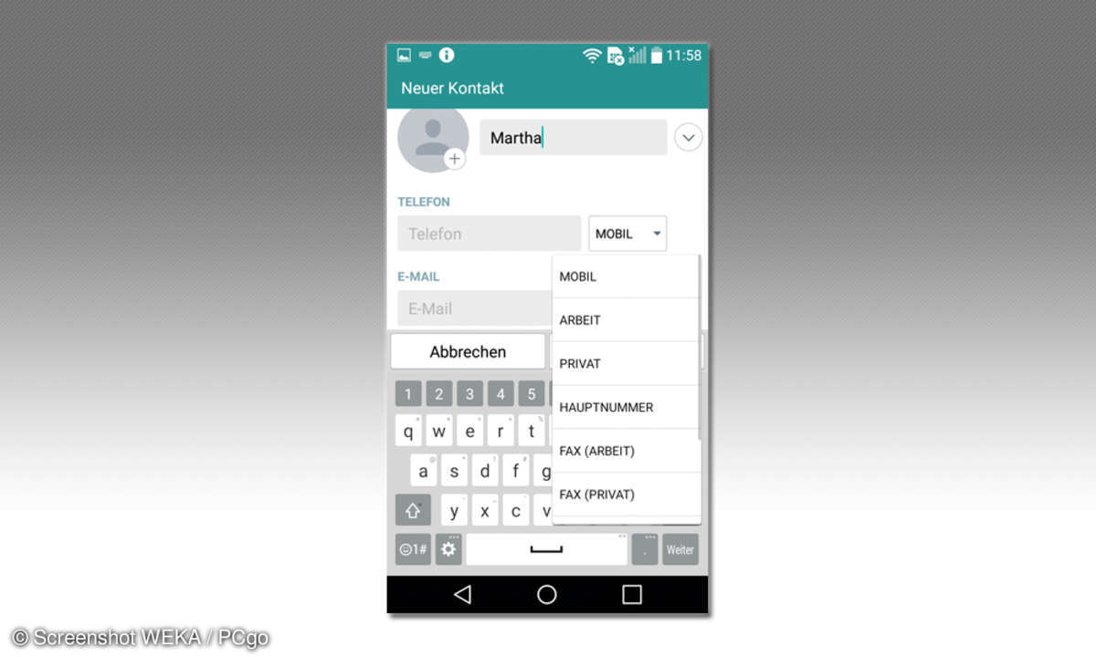 Android Smartphone Kontakte einrichten