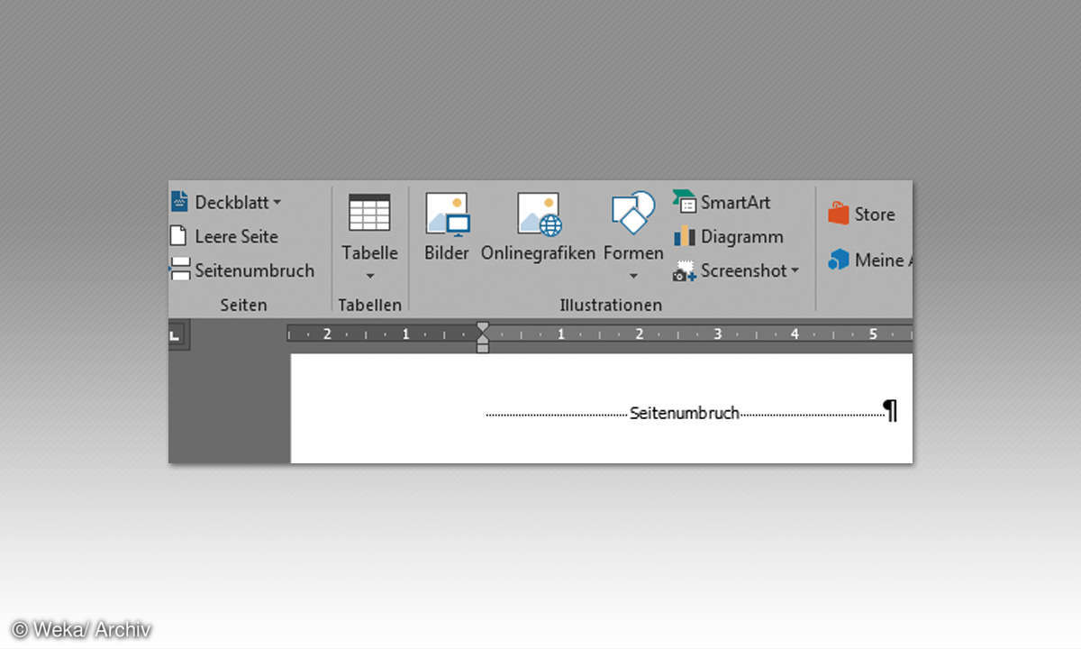 Screenshot: Seitenumbruch