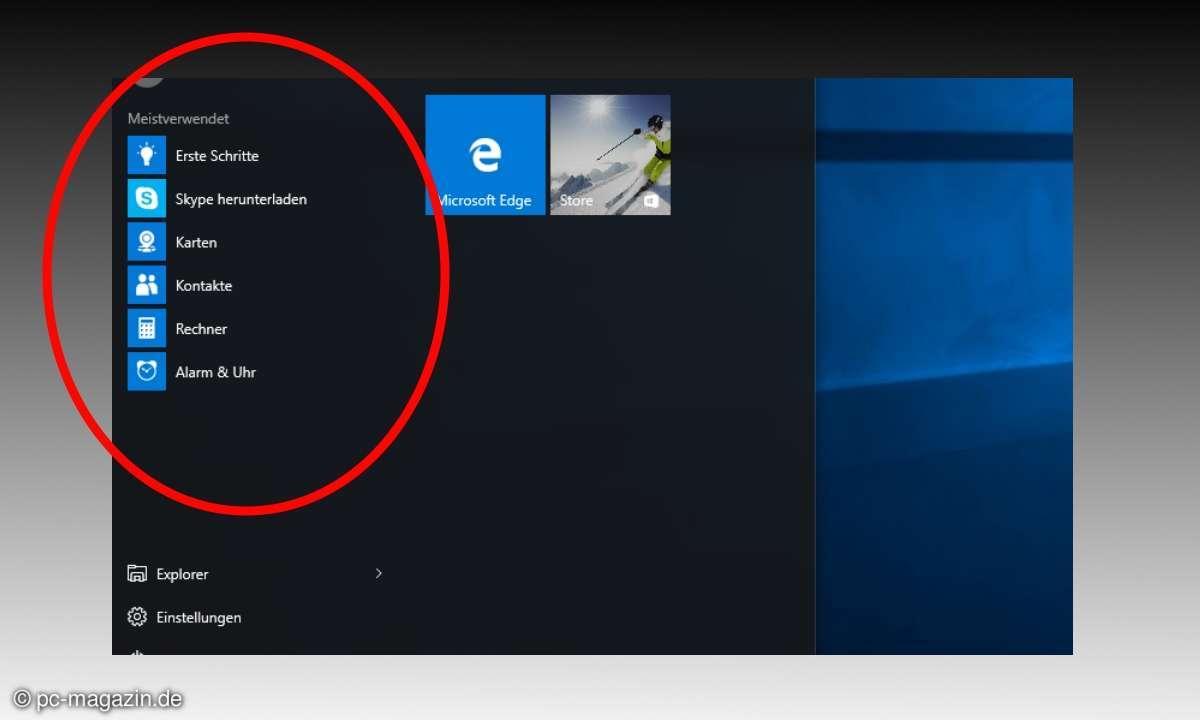 Windows 10: Startmenü-Bug bei meistverwendeten Apps