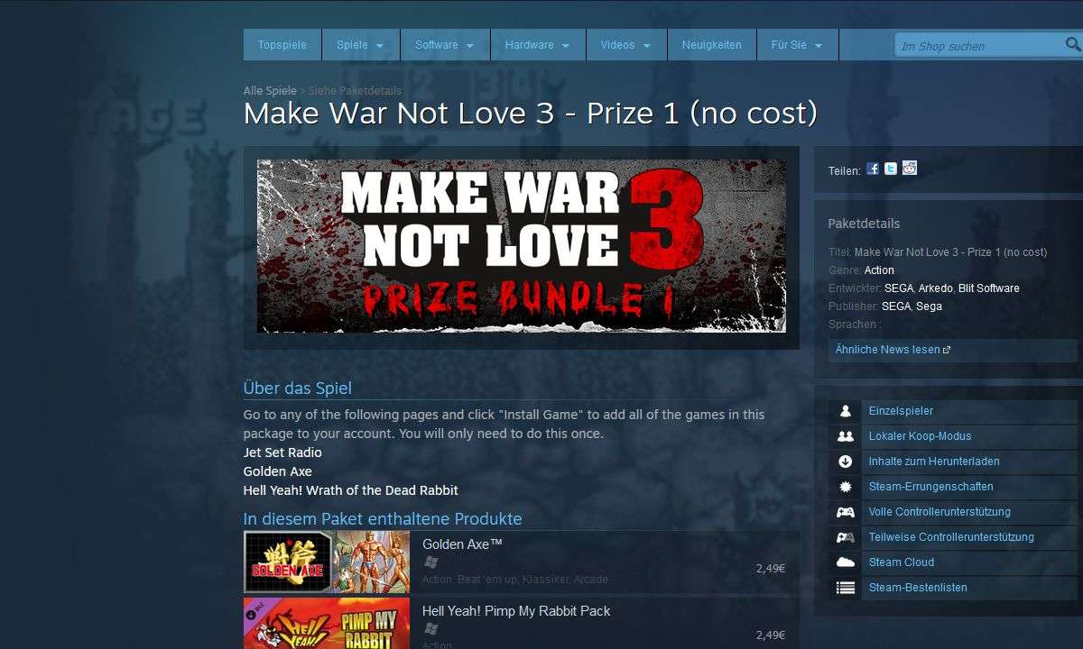 Steam: Sega-Spiele kostenlos