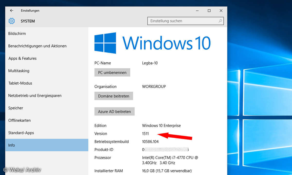 Screenshot: Windows 10 Business