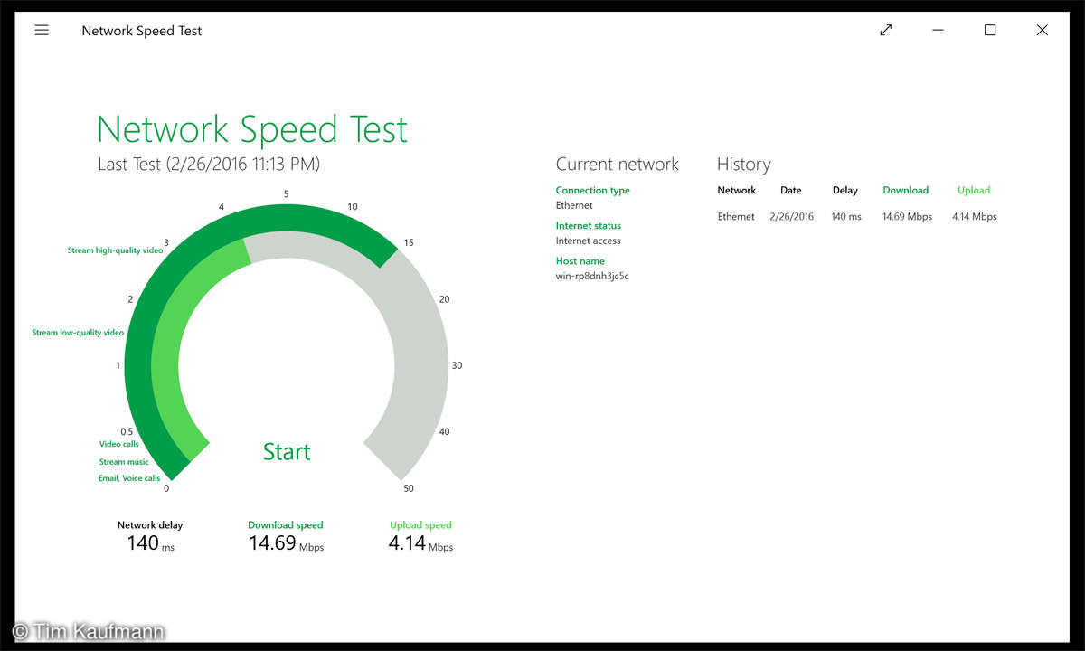 Screenshot: Network Speed Test