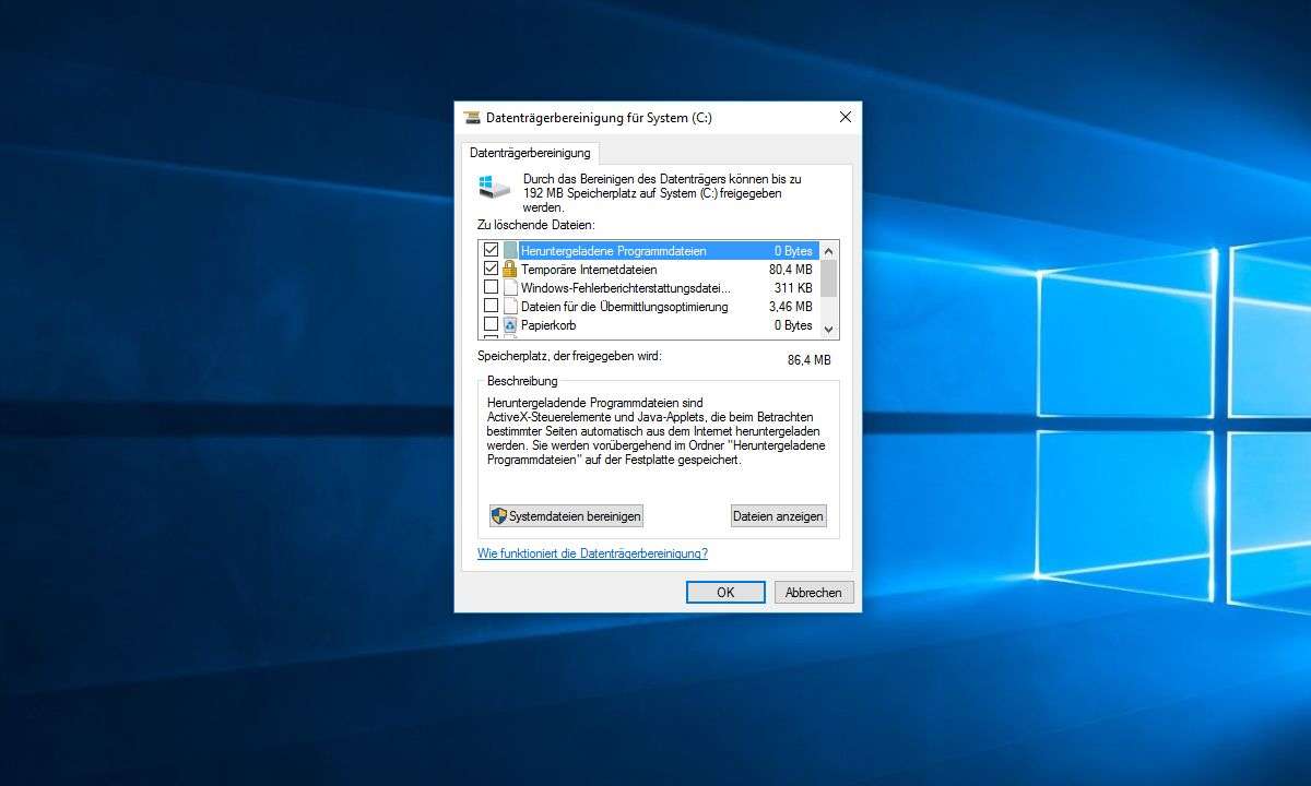 Windows schneller machen: Datenträgerbereinigung