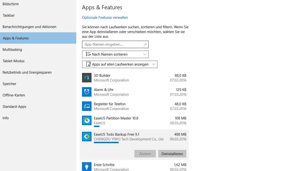 Windows schneller machen: Programme hinzufügen oder entfernen.