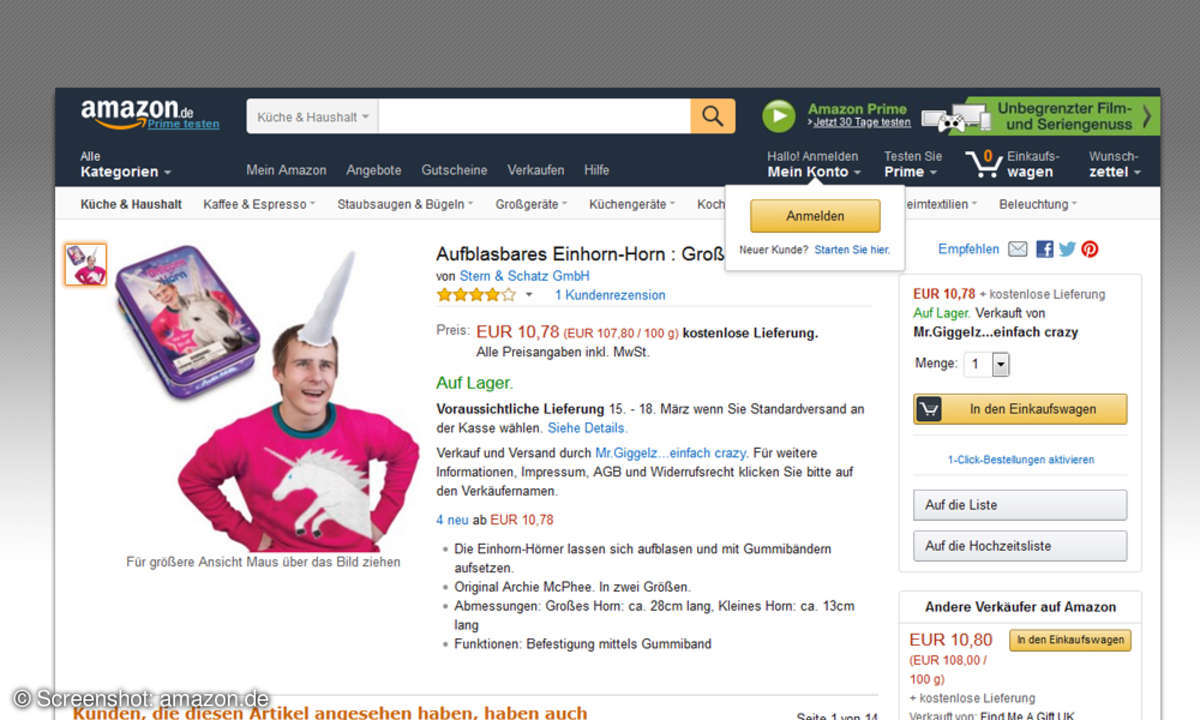 Aufblasbares Einhorn-Horn