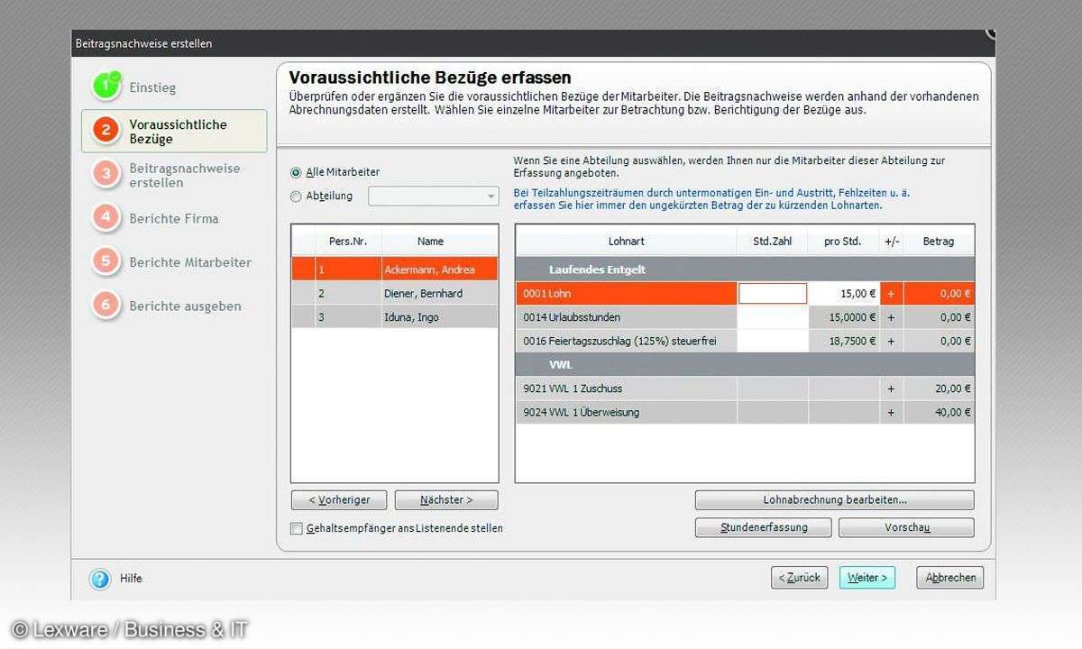 Lexware Lohn Gehalt Plus 2016: Screenshot