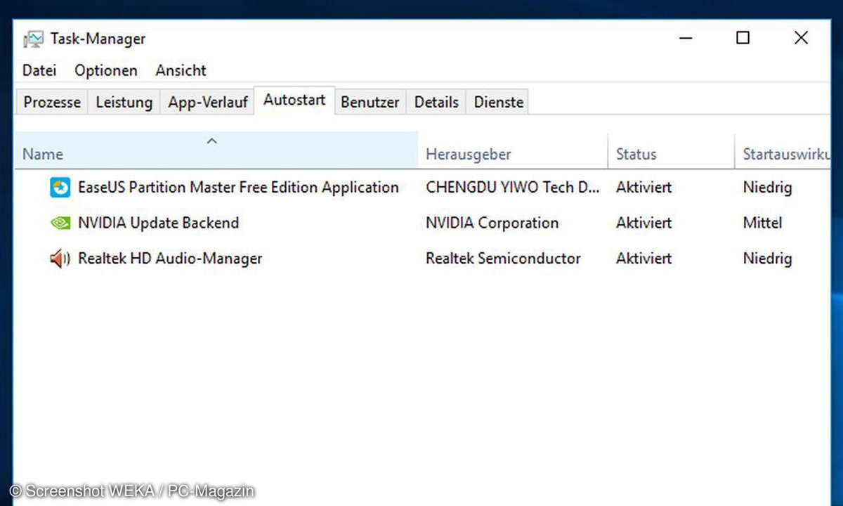 Windows 10 Task-Manager Autostart
