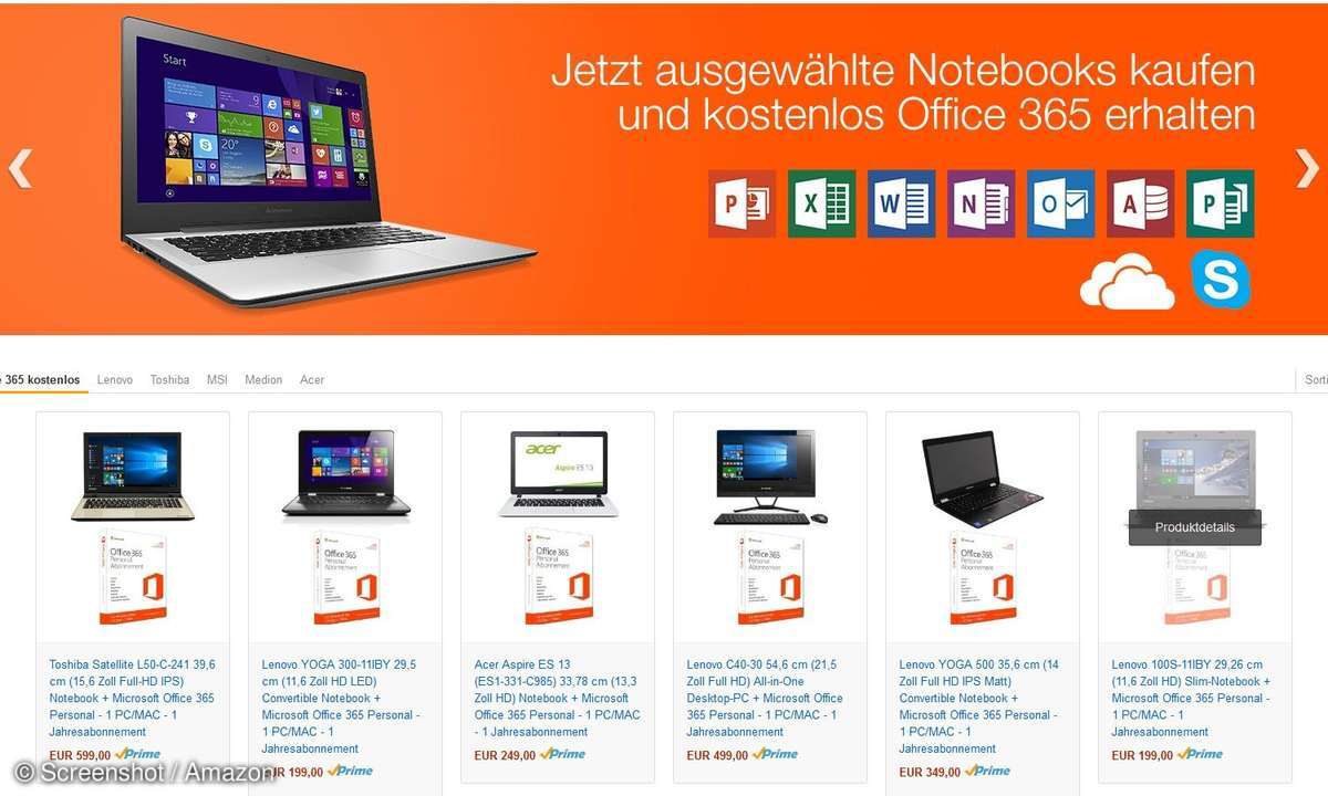 Notebook-Angebot mit Office 365