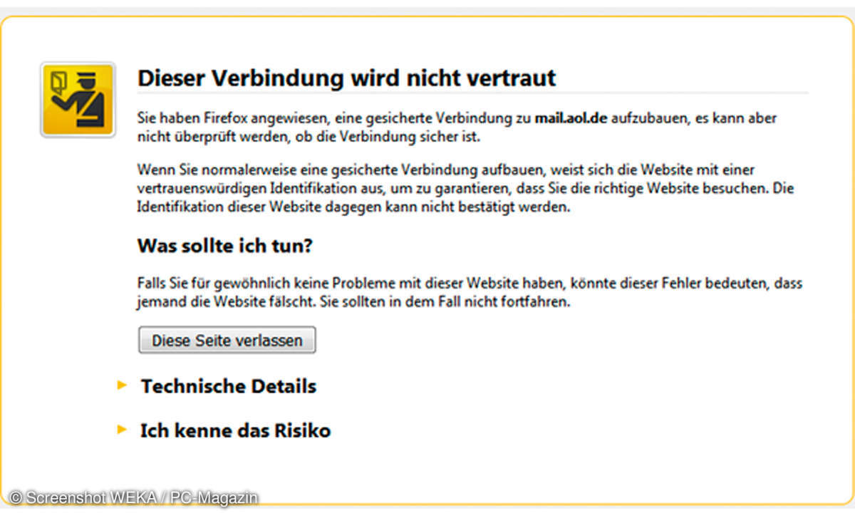 Firefox Verbindung vertrauen