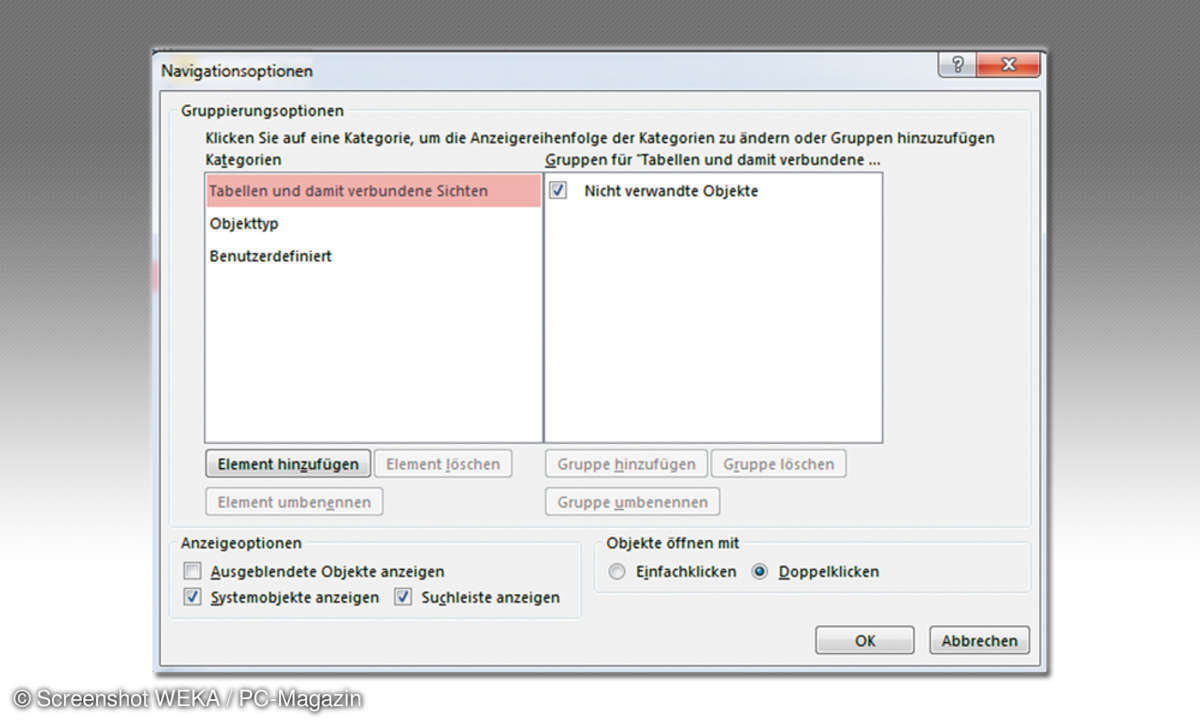 Navigationsoptionen