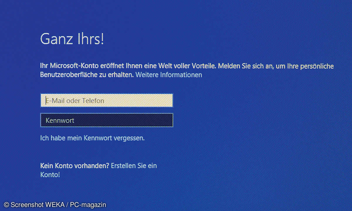 3. Schritt: Benutzer- oder Microsoft-Konto?