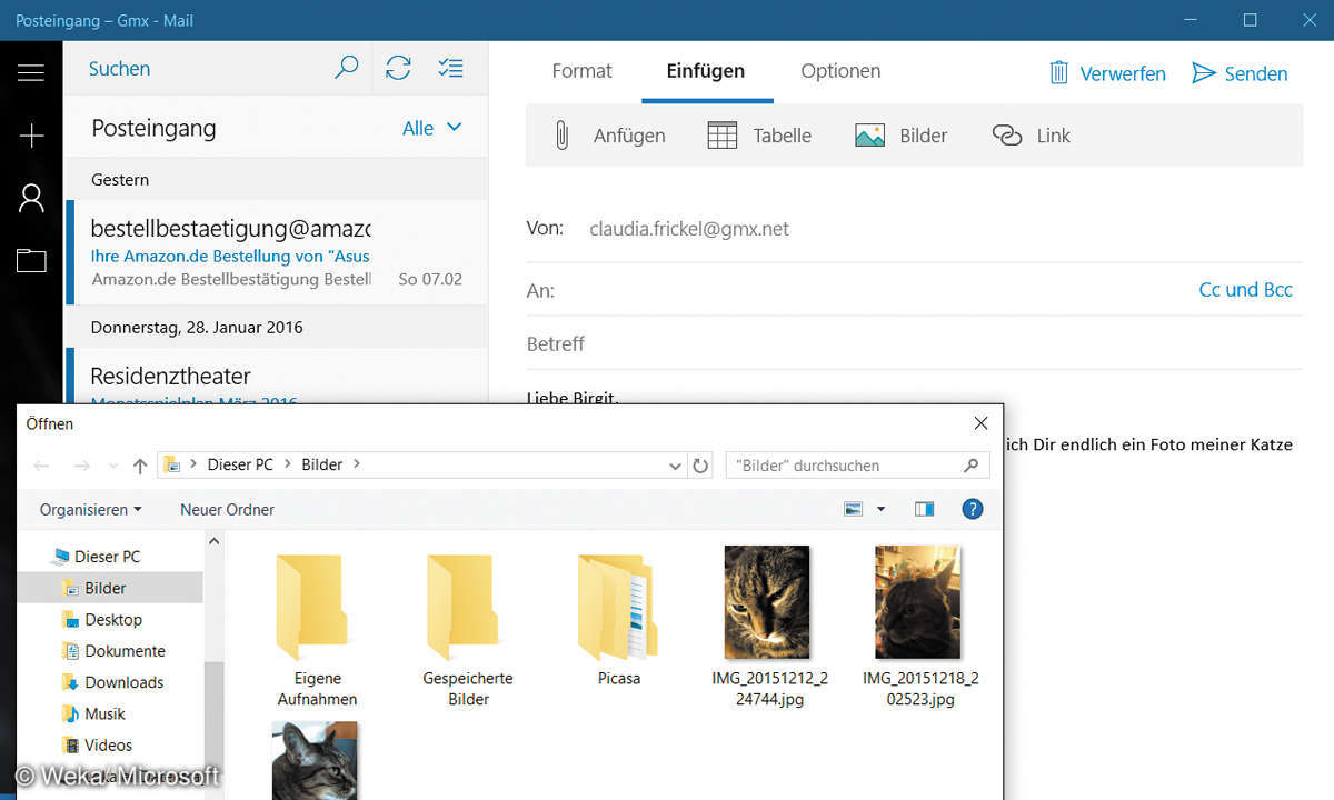 Ein Bild an eine E-Mail anhängen