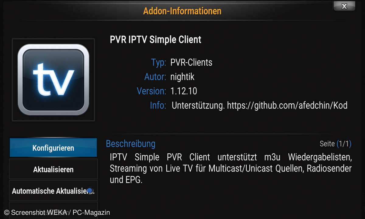 Live-TV-Programm Kodi